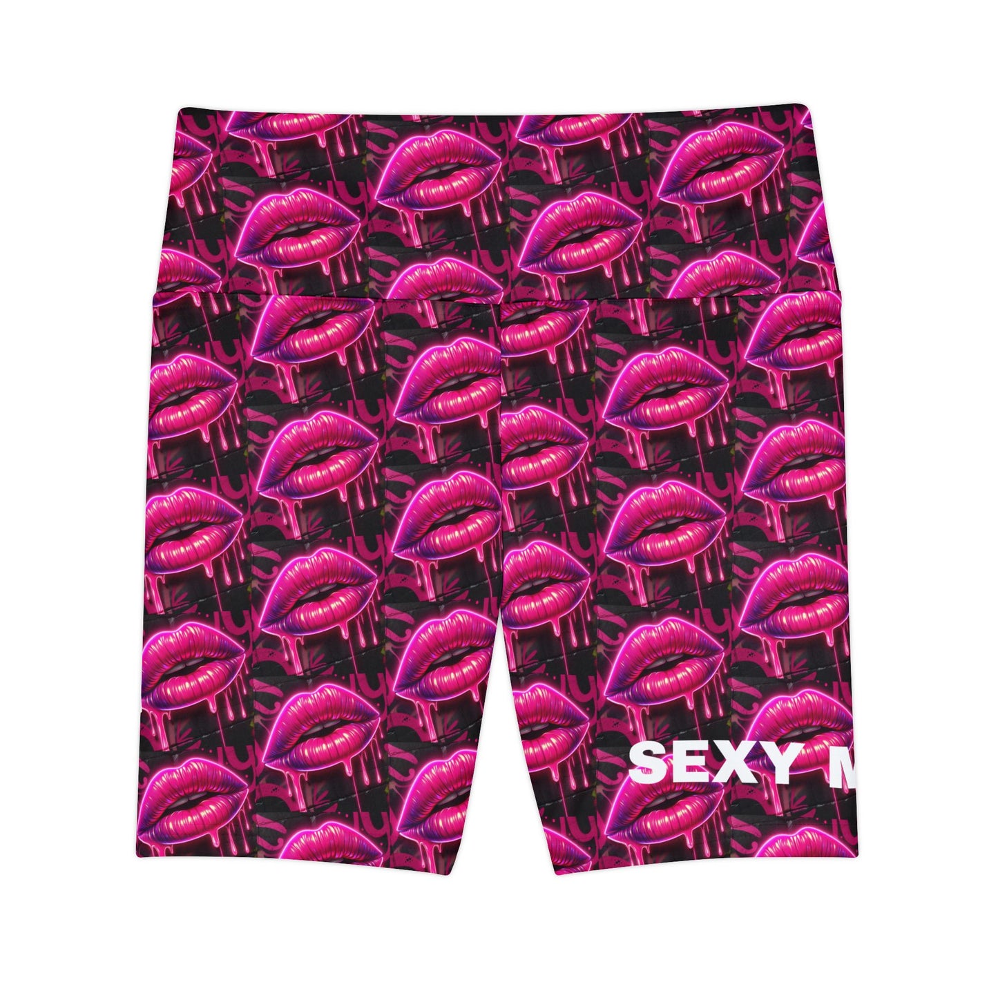 Sexy Mama Women's Biker Shorts - Bold Lip Graphic Activewear