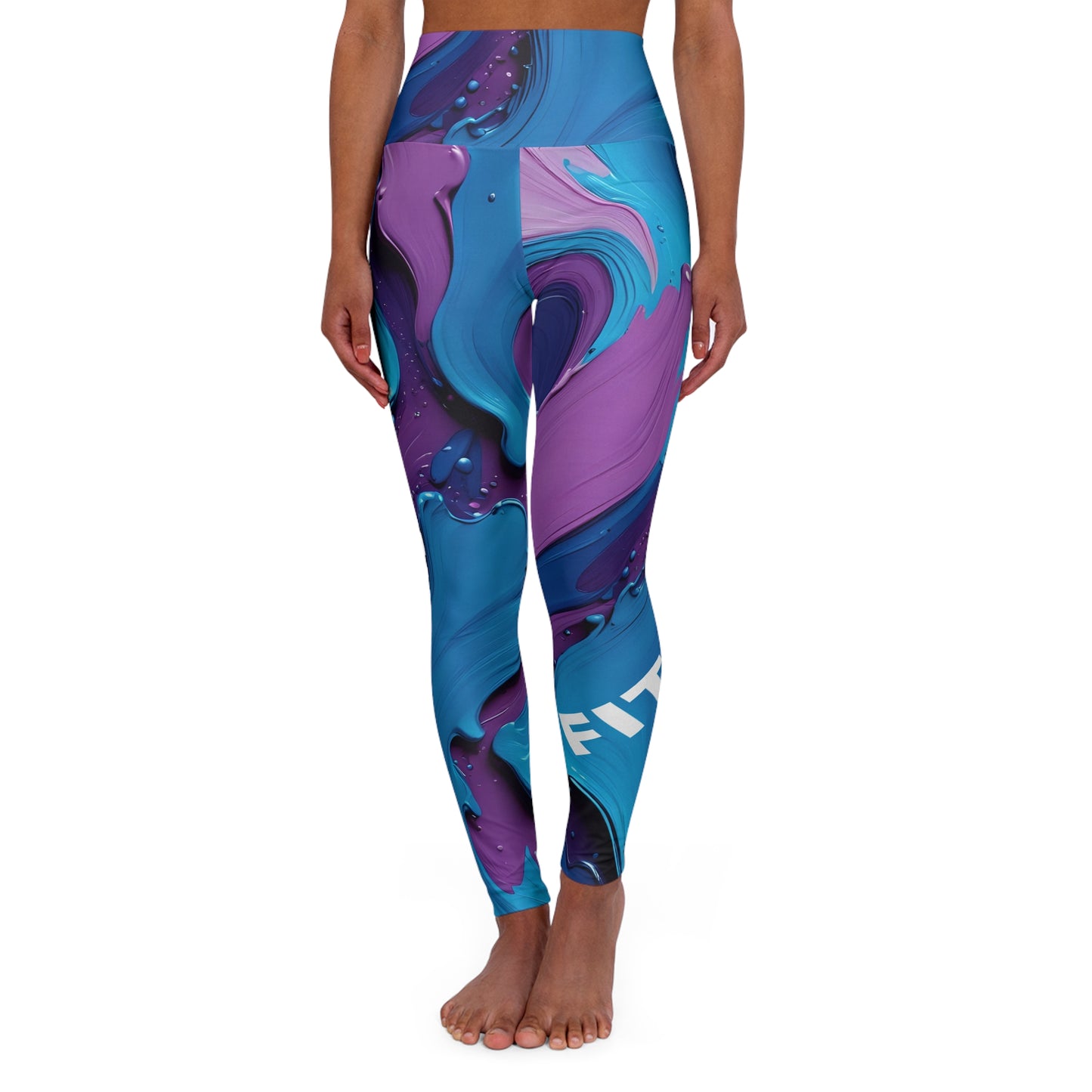 Fitness Freak. High-Waisted Women's Leggings. Colorful Paint Splashes. Women's Activewear