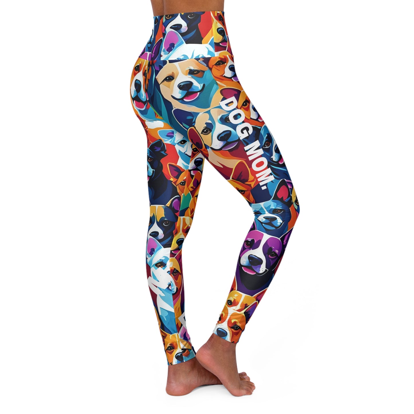 Dog Mom. High-Waisted Women's Leggings, Yoga Leggings