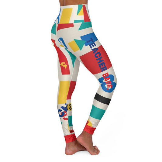 Teacher Babe. High-Waisted Women's Leggings, Yoga Leggings, Colorful, Vibrant