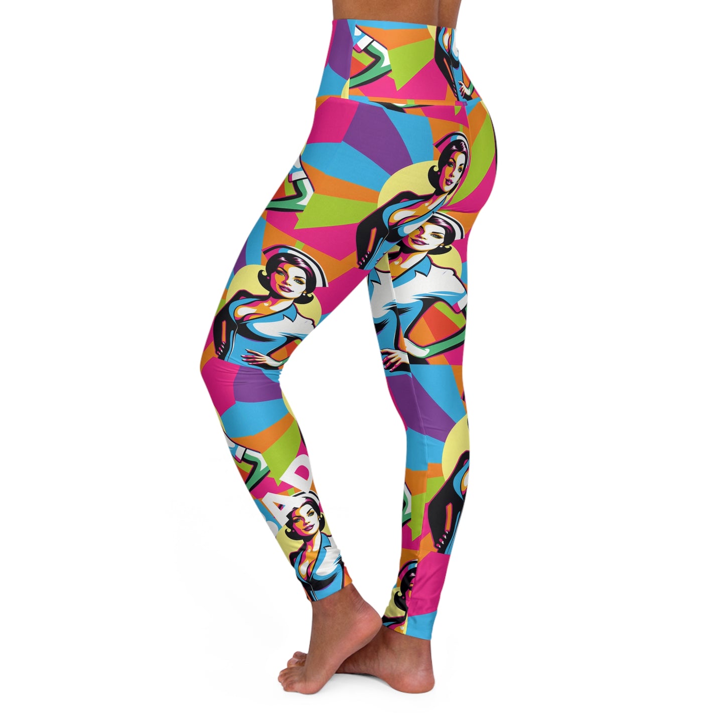 Bad Nurse. High-Waisted Women's Leggings, Yoga Leggings, Colorful, Vibrant