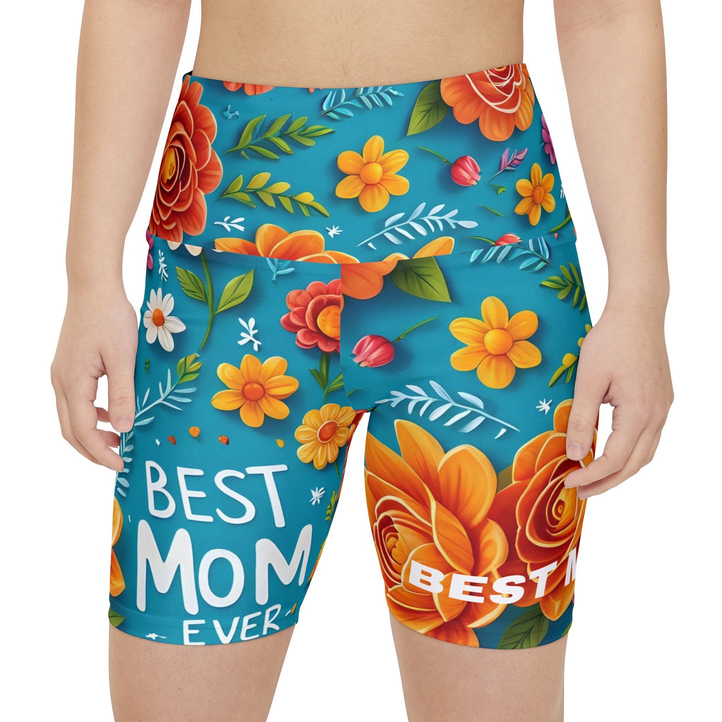 Best Mom Ever. High-Waisted Women's Biker Shorts.