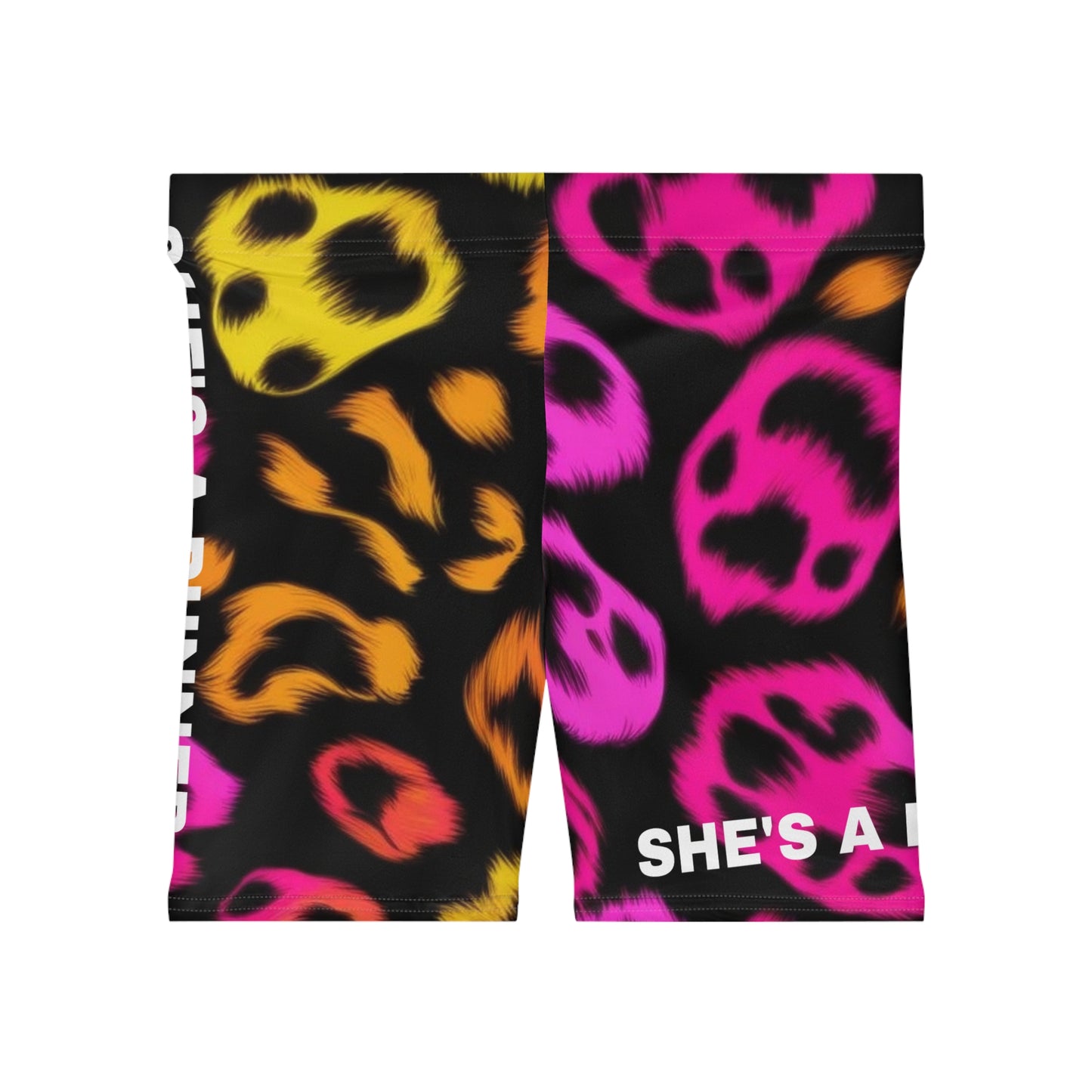 She's A Runner. Women's Biker Shorts - Graphic  Activewear