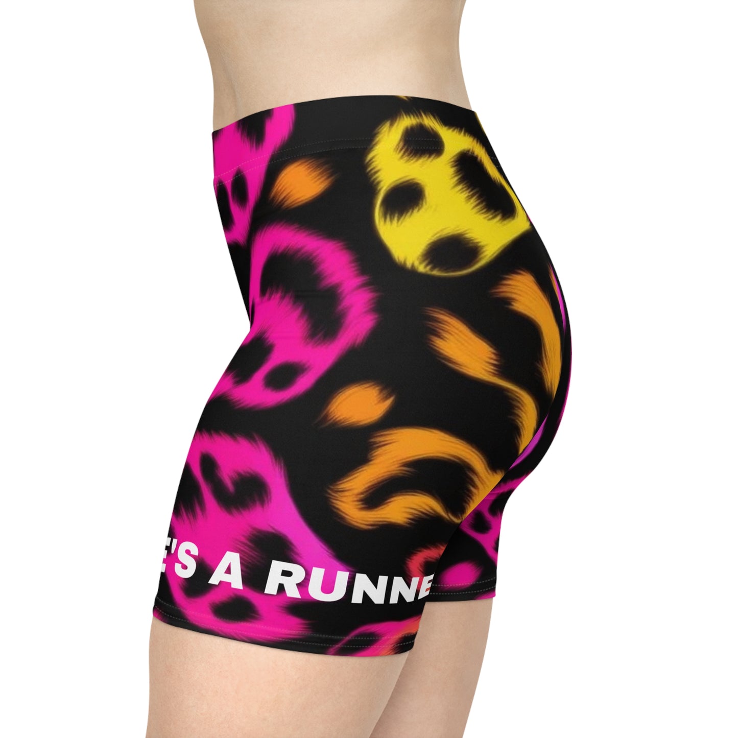 She's A Runner. Women's Biker Shorts - Graphic  Activewear