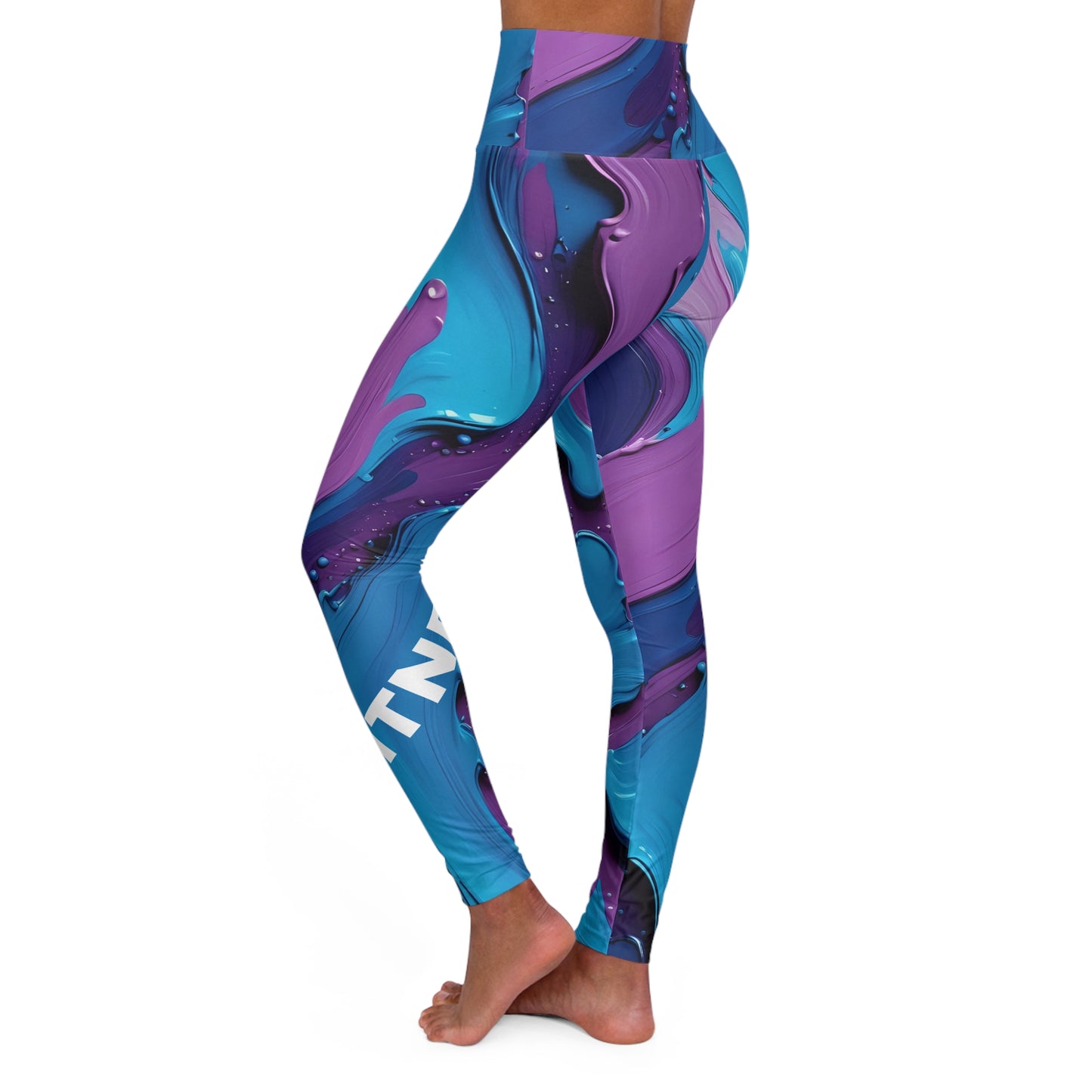 Fitness Freak. High-Waisted Women's Leggings. Colorful Paint Splashes. Women's Activewear