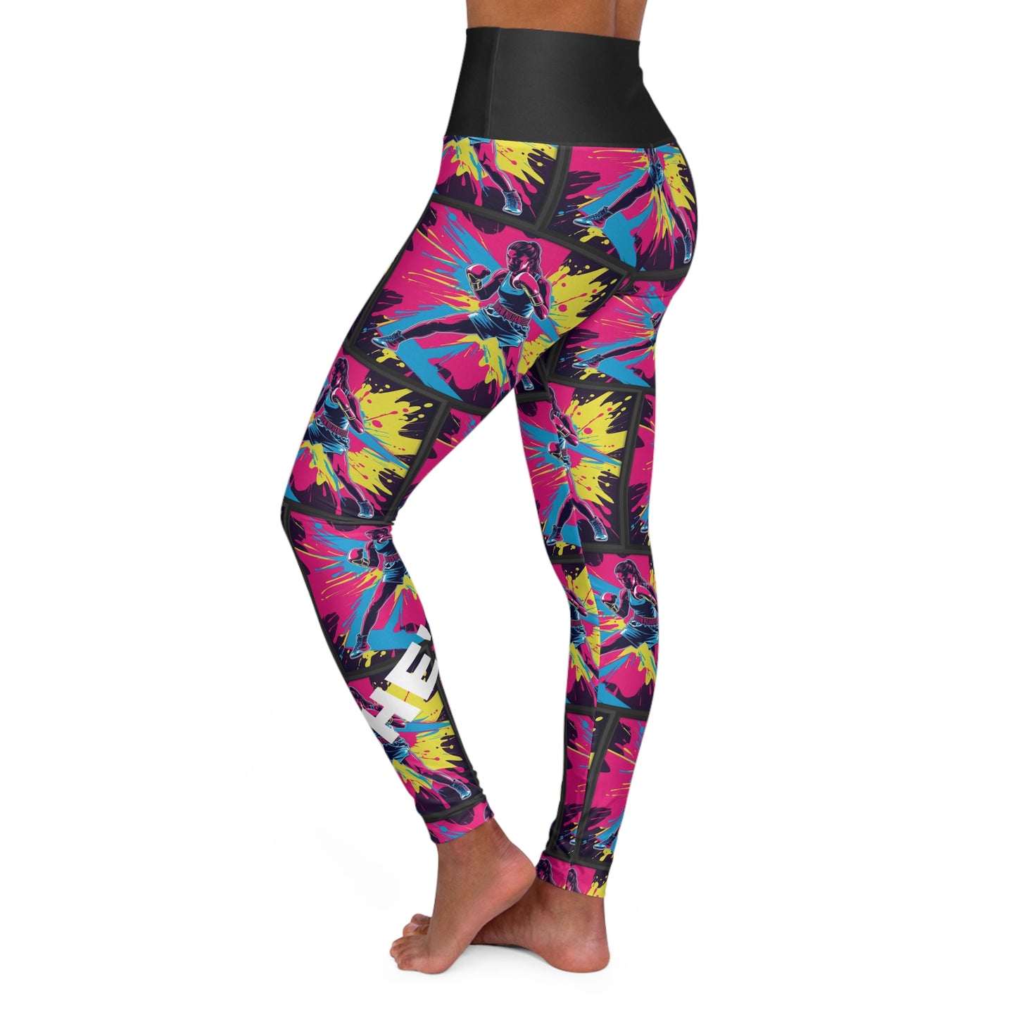 She's A Fighter. High-Waisted Women's Leggings. Yoga pants, Statement Design