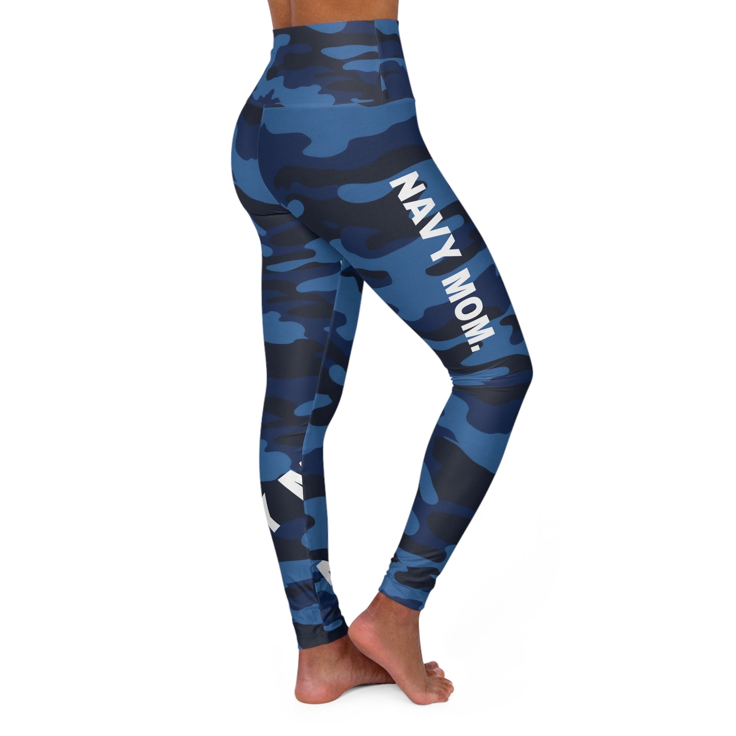 Navy Mom High-Waisted Women's Leggings, Yoga Leggings