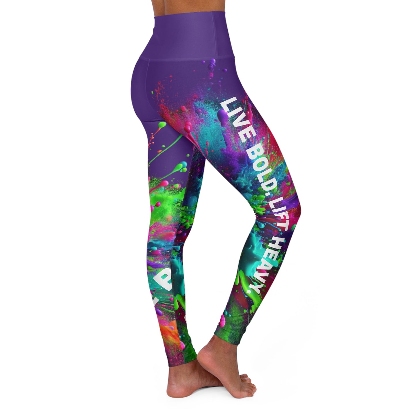 Live Bold. Lift Heavy. High-Waisted Women's Leggings. Yoga pants, Statement Design