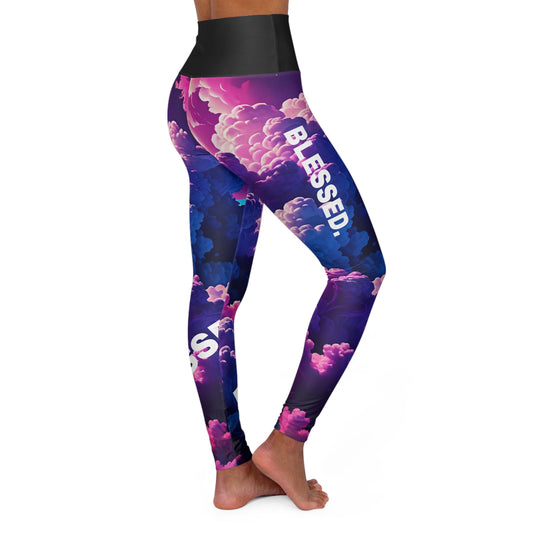 Blessed. High-Waisted Women's Leggings, Religious Statement