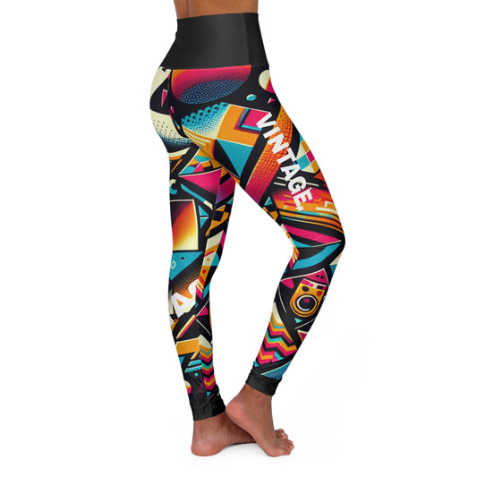 Vintage. High-Waisted Women's Leggings, Yoga Leggings