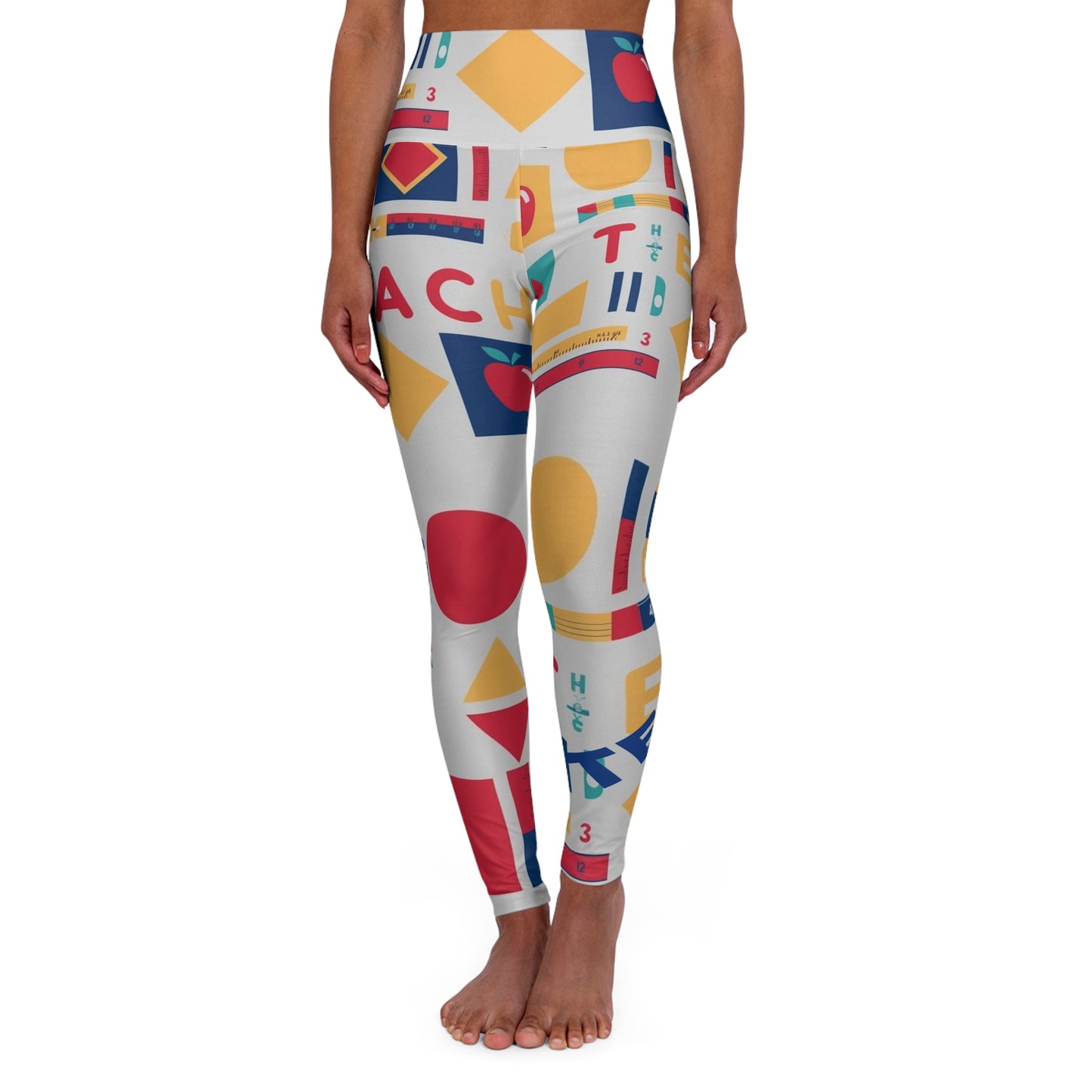 Teacher Babe. High-Waisted Women's Leggings, Yoga Leggings, Colorful, Vibrant