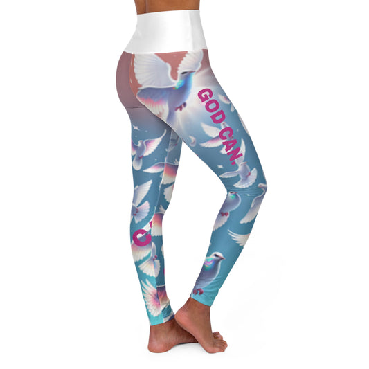 God Can. High-Waisted Women's Leggings, Religious Statement