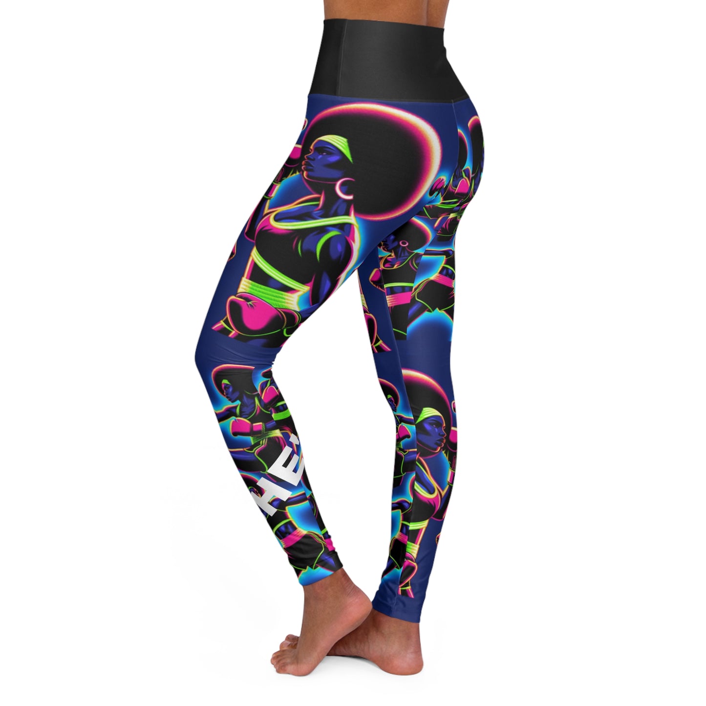 She's A Fighter. High-Waisted Women's Leggings. Yoga pants, Statement Design