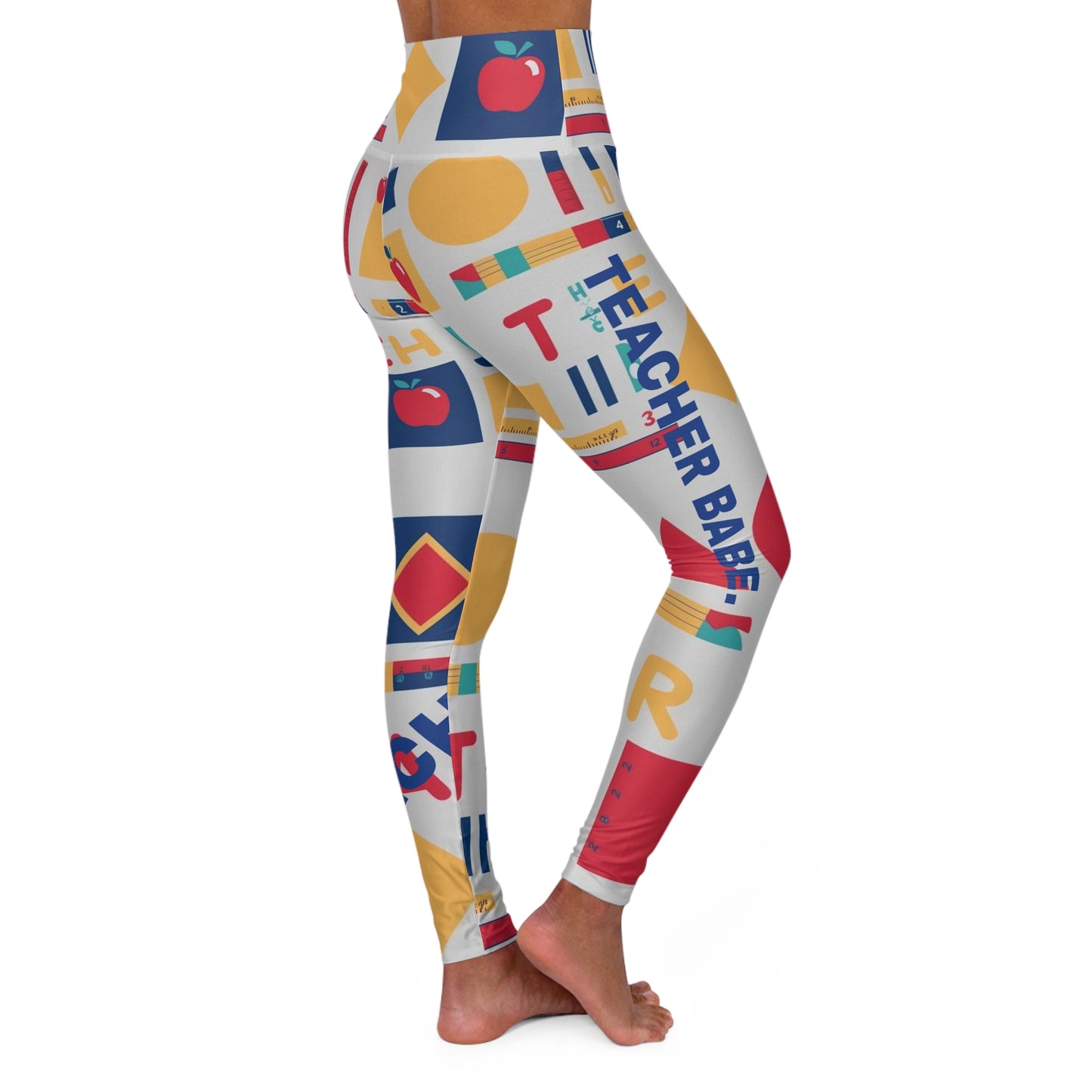 Teacher Babe. High-Waisted Women's Leggings, Yoga Leggings, Colorful, Vibrant