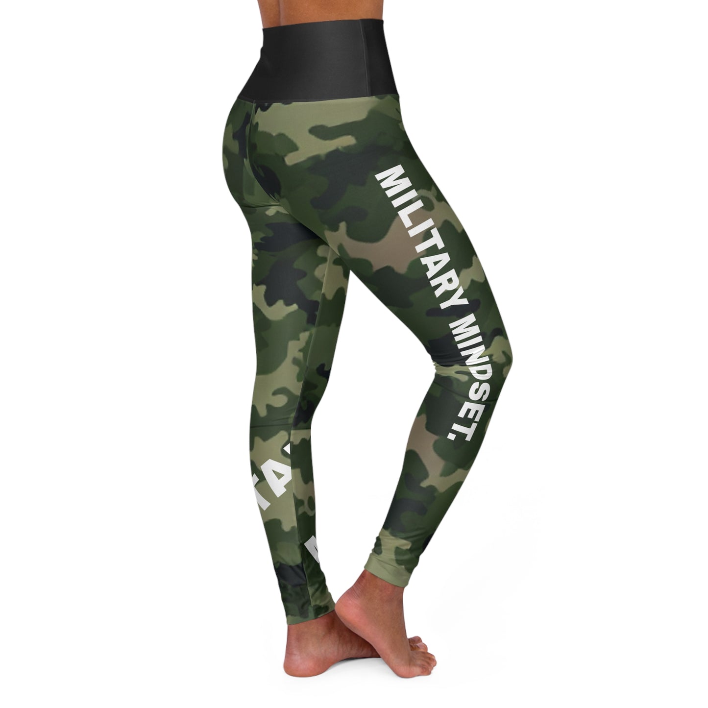 Military Mindset. High-Waisted Women's Leggings, Yoga Leggings