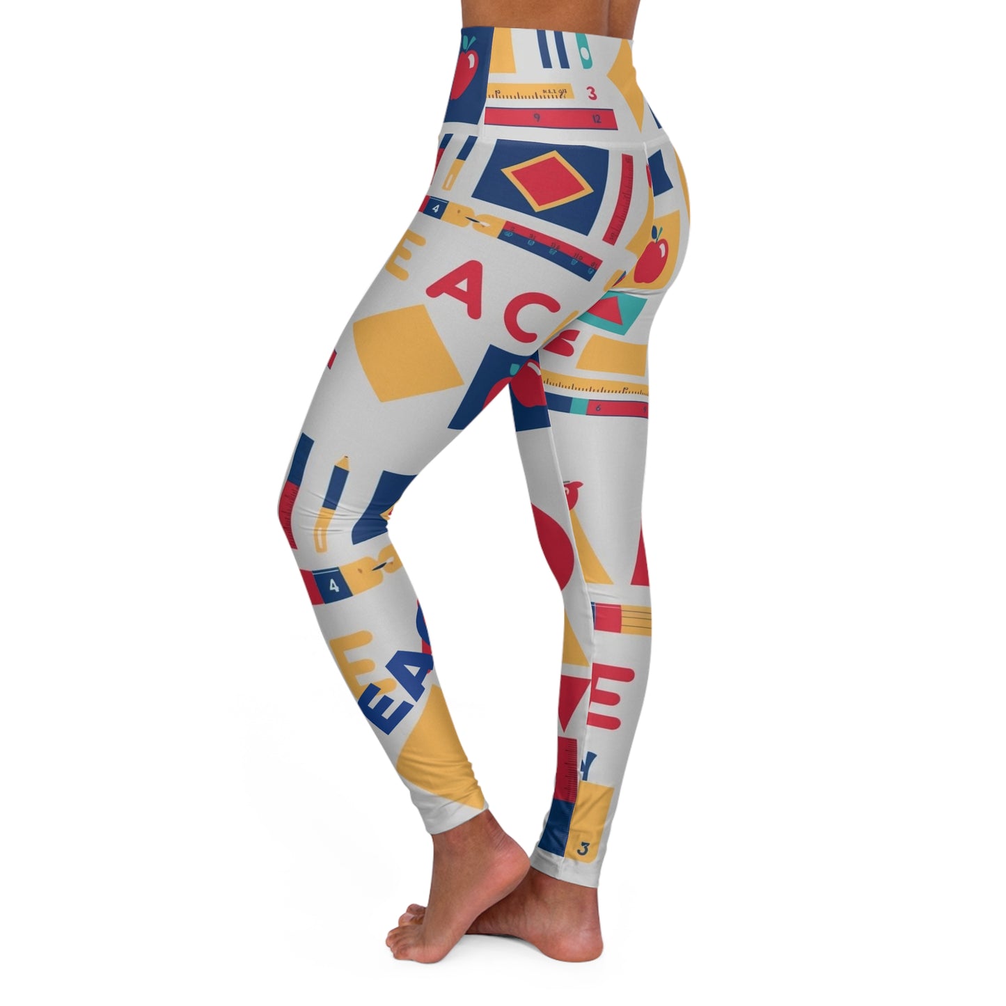 Teacher Babe. High-Waisted Women's Leggings, Yoga Leggings, Colorful, Vibrant