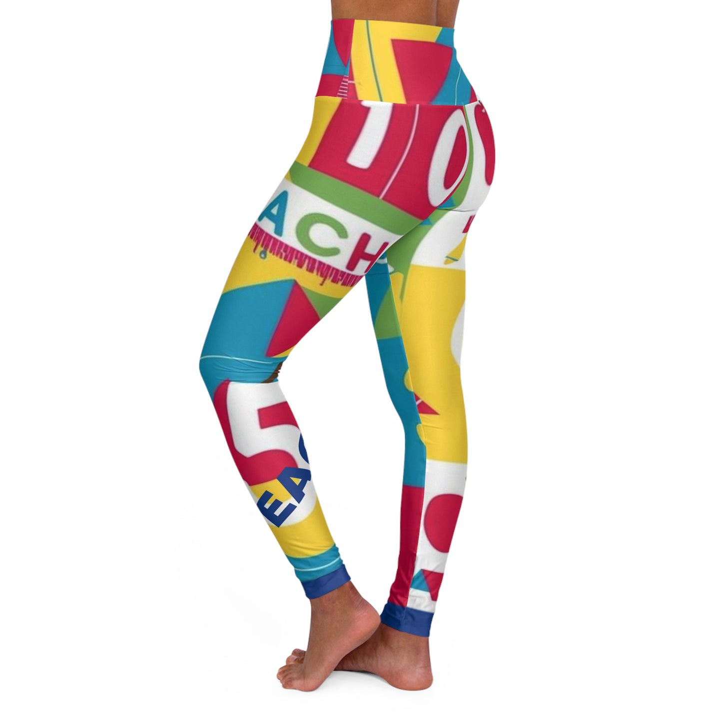 Teacher Babe. High-Waisted Women's Leggings, Yoga Leggings, Colorful, Vibrant