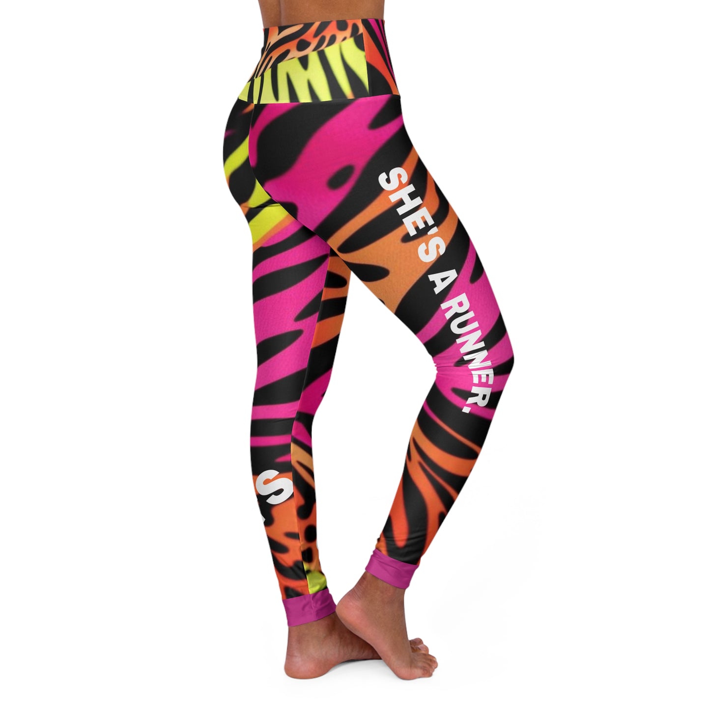 She's A Runner. High-Waisted Women's Leggings. Yoga pants, Statement Design