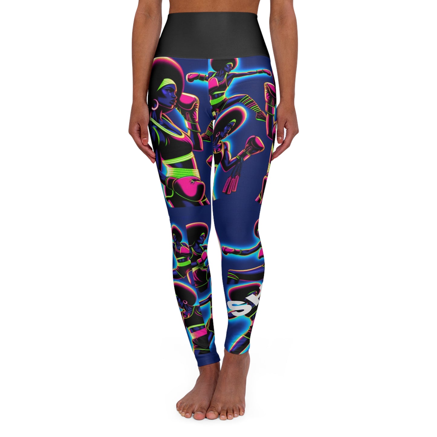 She's A Fighter. High-Waisted Women's Leggings. Yoga pants, Statement Design