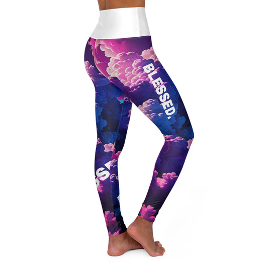 Blessed. High-Waisted Women's Leggings, Religious Statement