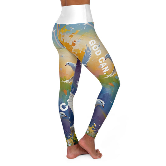 God Can. High-Waisted Women's Leggings, Religious Statement