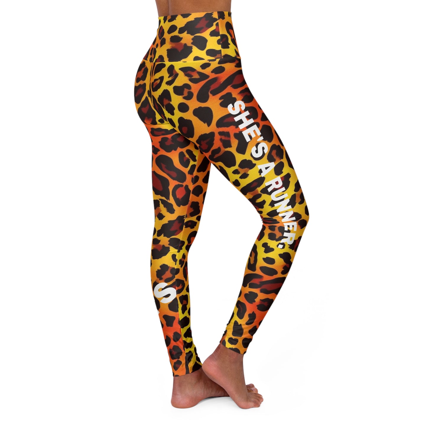 She's A Runner. High-Waisted Women's Leggings. Yoga pants, Statement Design