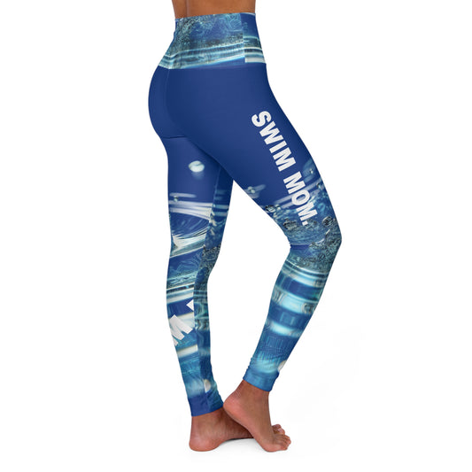 Swim Mom. High-Waisted Women's Leggings, Yoga Pants