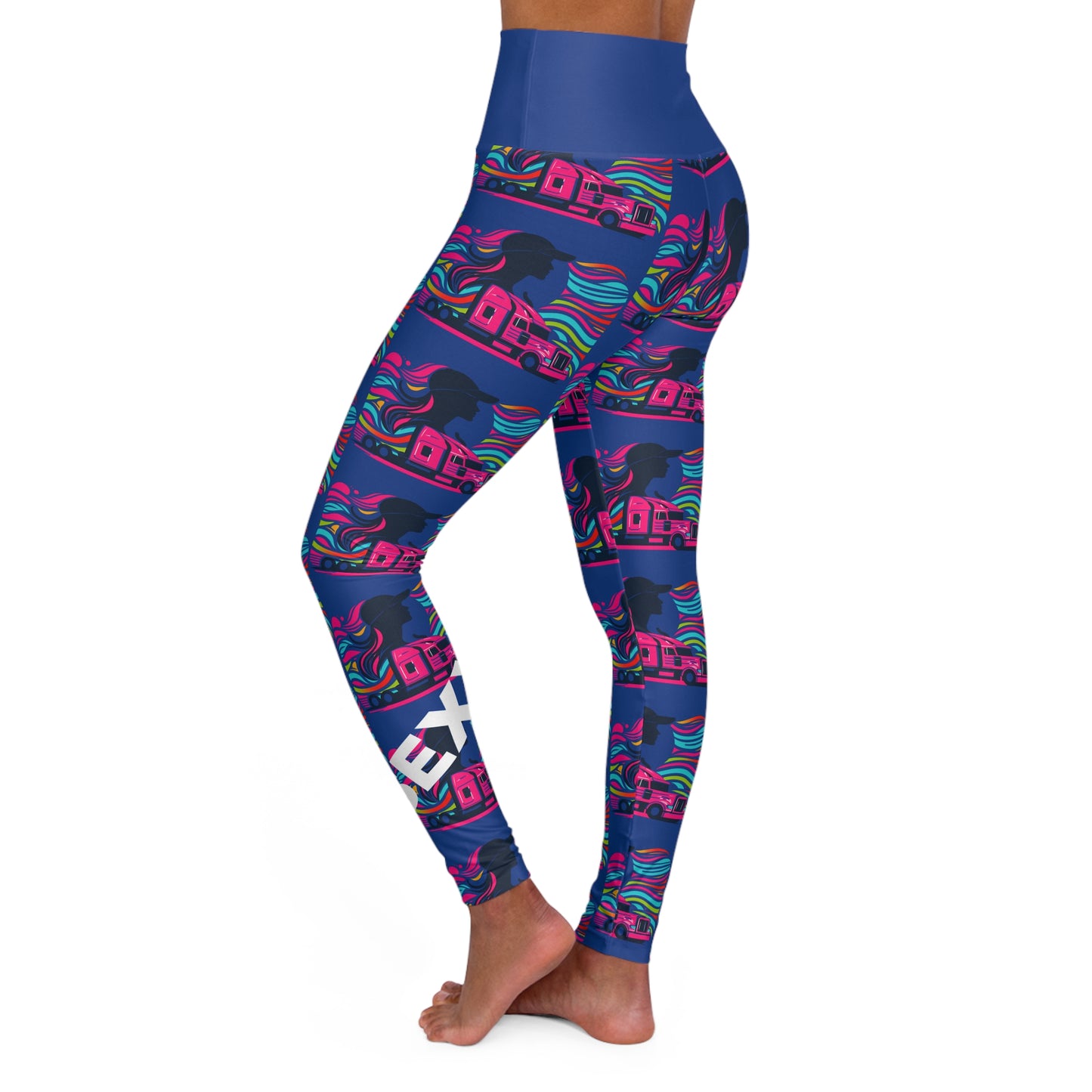 Sexy Mutha Trucker. High-Waisted Women's Leggings, Yoga Leggings, Colorful, Vibrant