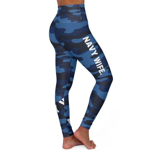 Navy Wife. High-Waisted Women's Leggings, Yoga Leggings