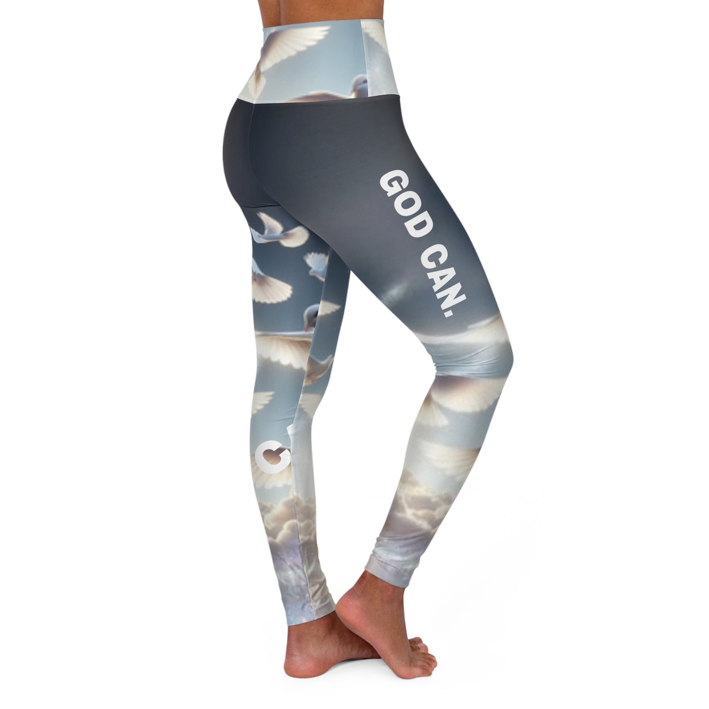 God Can. High-Waisted Women's Leggings, Religious Statement