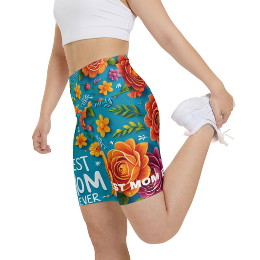 Best Mom Ever. High-Waisted Women's Biker Shorts.
