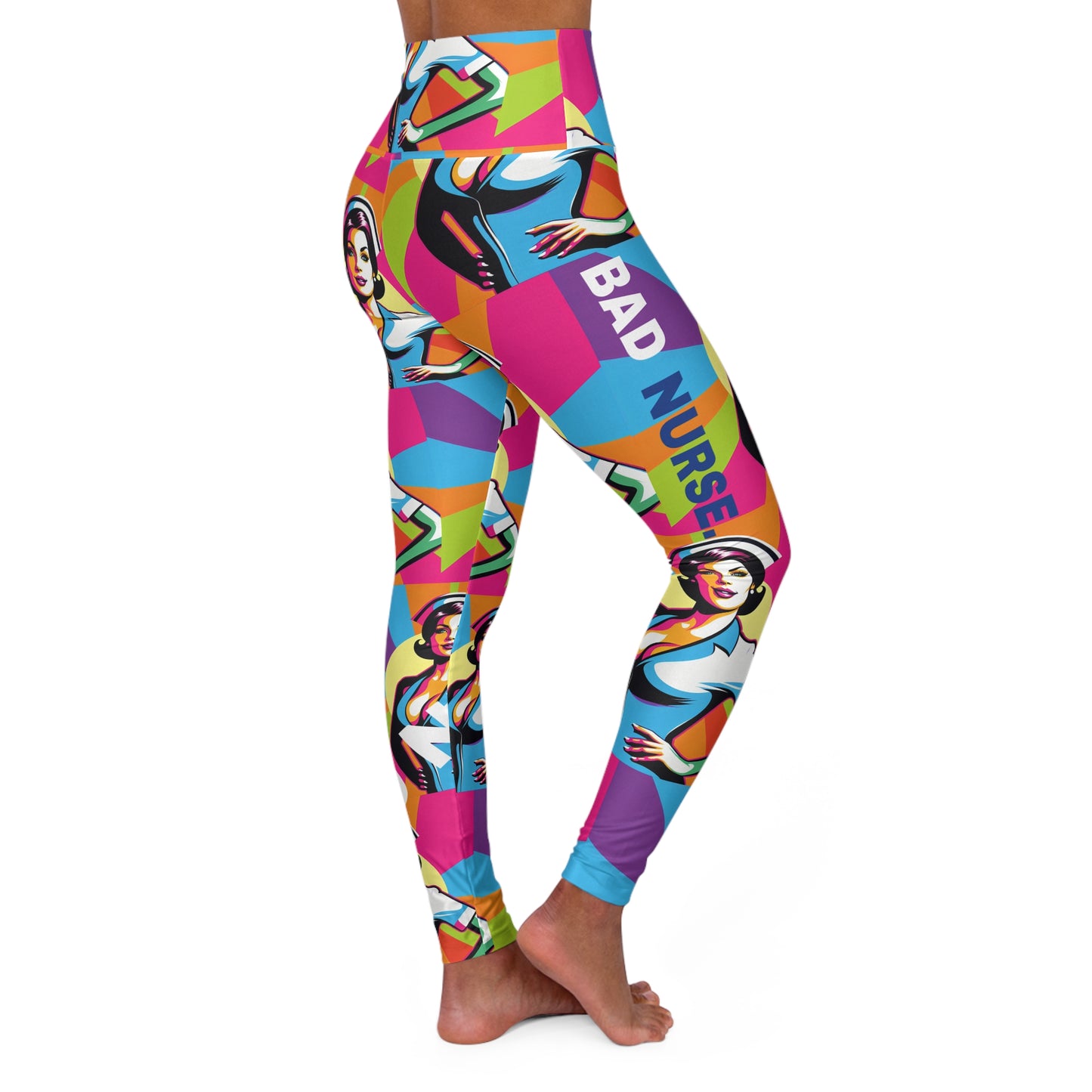 Bad Nurse. High-Waisted Women's Leggings, Yoga Leggings, Colorful, Vibrant