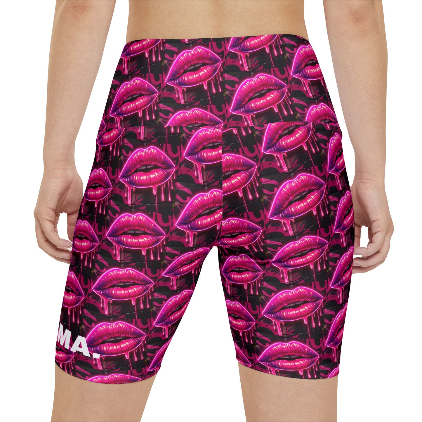 Sexy Mama Women's Biker Shorts - Bold Lip Graphic Activewear